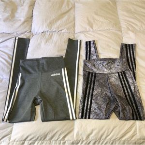 NWOT Adidas Climalite Three Stripes Active Pants Leggings Two Pairs